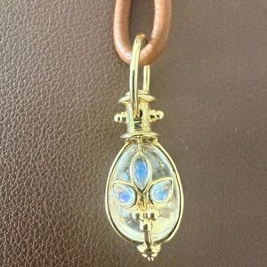 TEMPLE ST CLAIR 18k and rock crystal amulet with moonstone accents